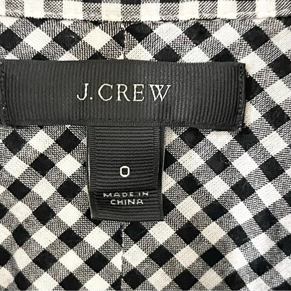 J. Crew Popover Lightweight Shirt Blouse Black and White Gingham size 0 - Picture 3 of 6